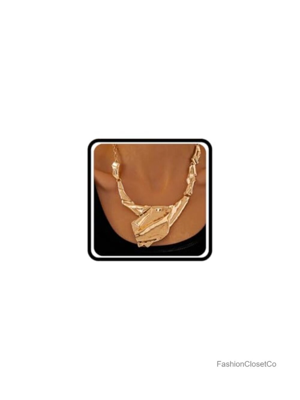 14K Gold Plated Irregular Pendant Necklace Geometric Statement